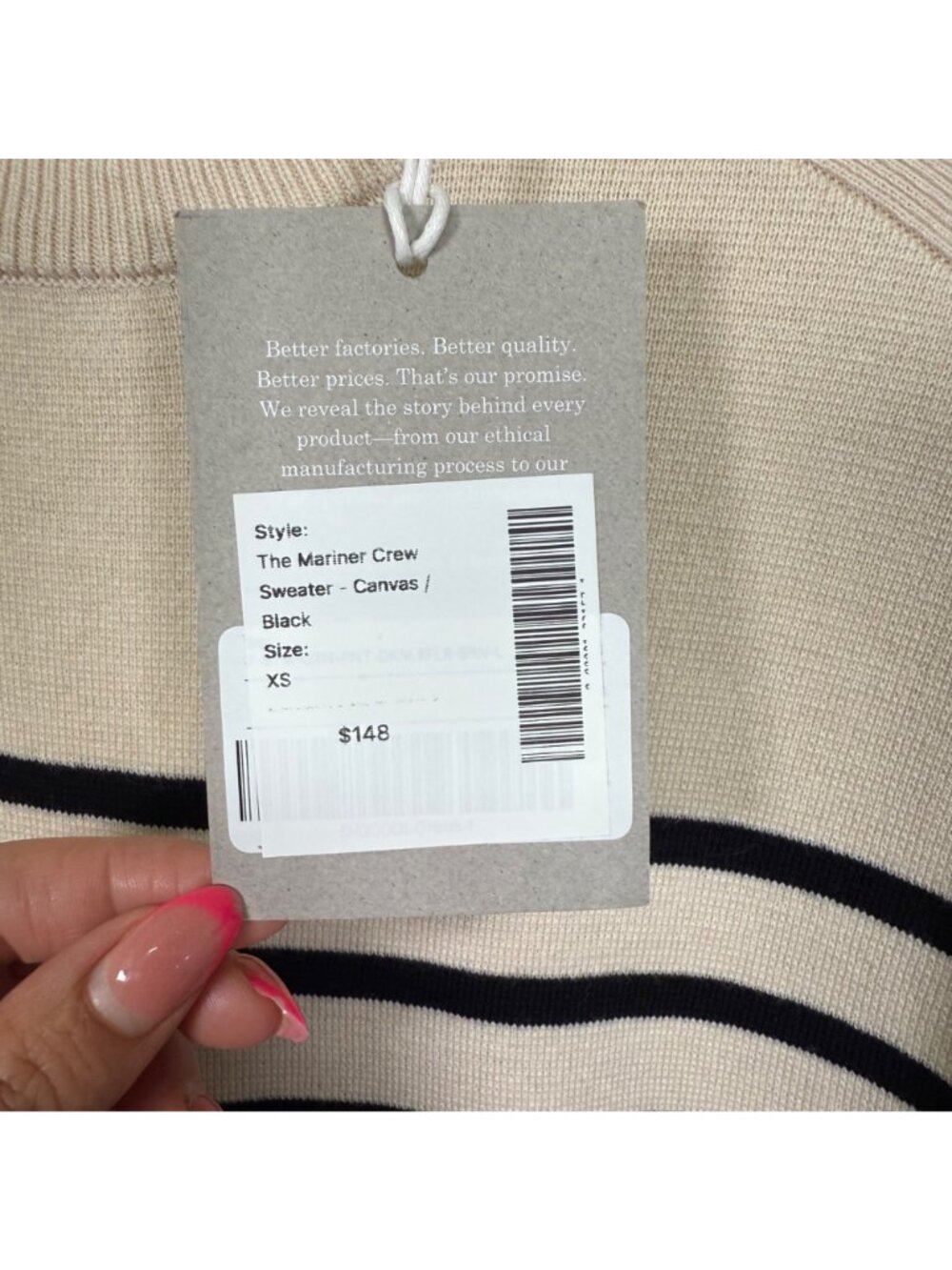 Everlane The Mariner Striped Button Shoulder Sweater Wool Cotton Preppy XS - Picture 5 of 14